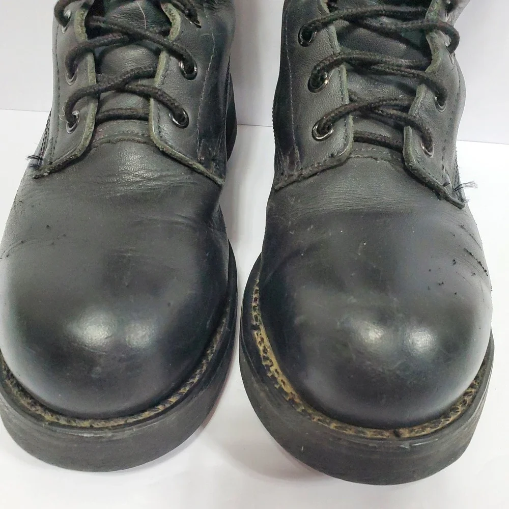 Addison Shoe Co. Military Combat Mens US 5R Black Leather Steel Toe Ankle Boots